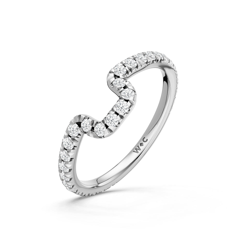 The Trilume Diamond Wedding Band with Created Emerald Cut Diamond in 14KT Platinum view 4
