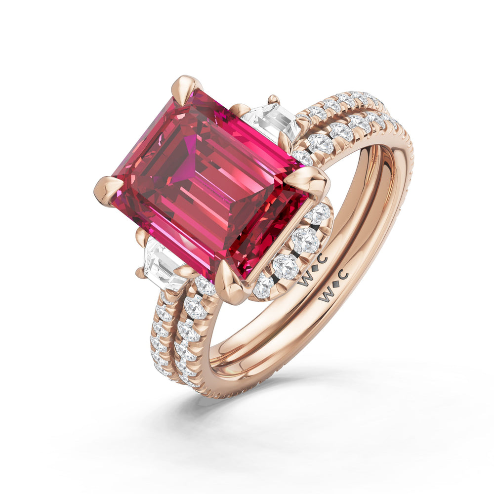 The Trilume Ring with Created Ruby Cut Diamond in 14KT Rose Gold view 4
