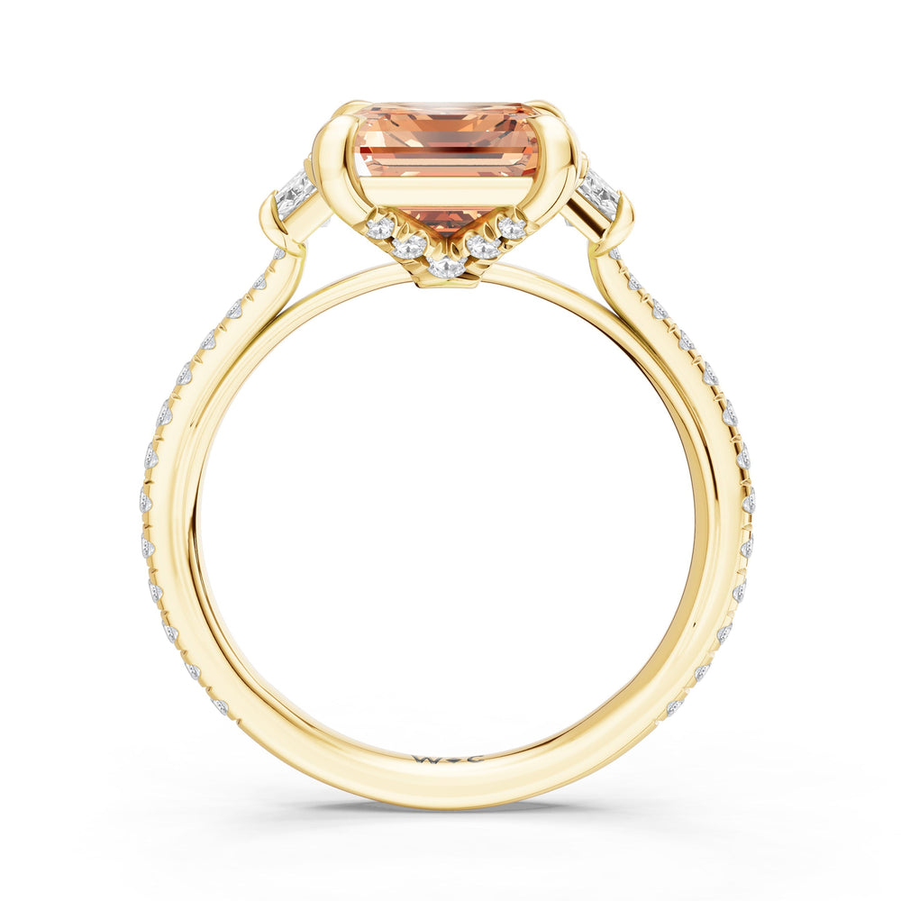 The Trilume Ring with Created Morganite Cut Diamond in 14KT Yellow Gold view 2
