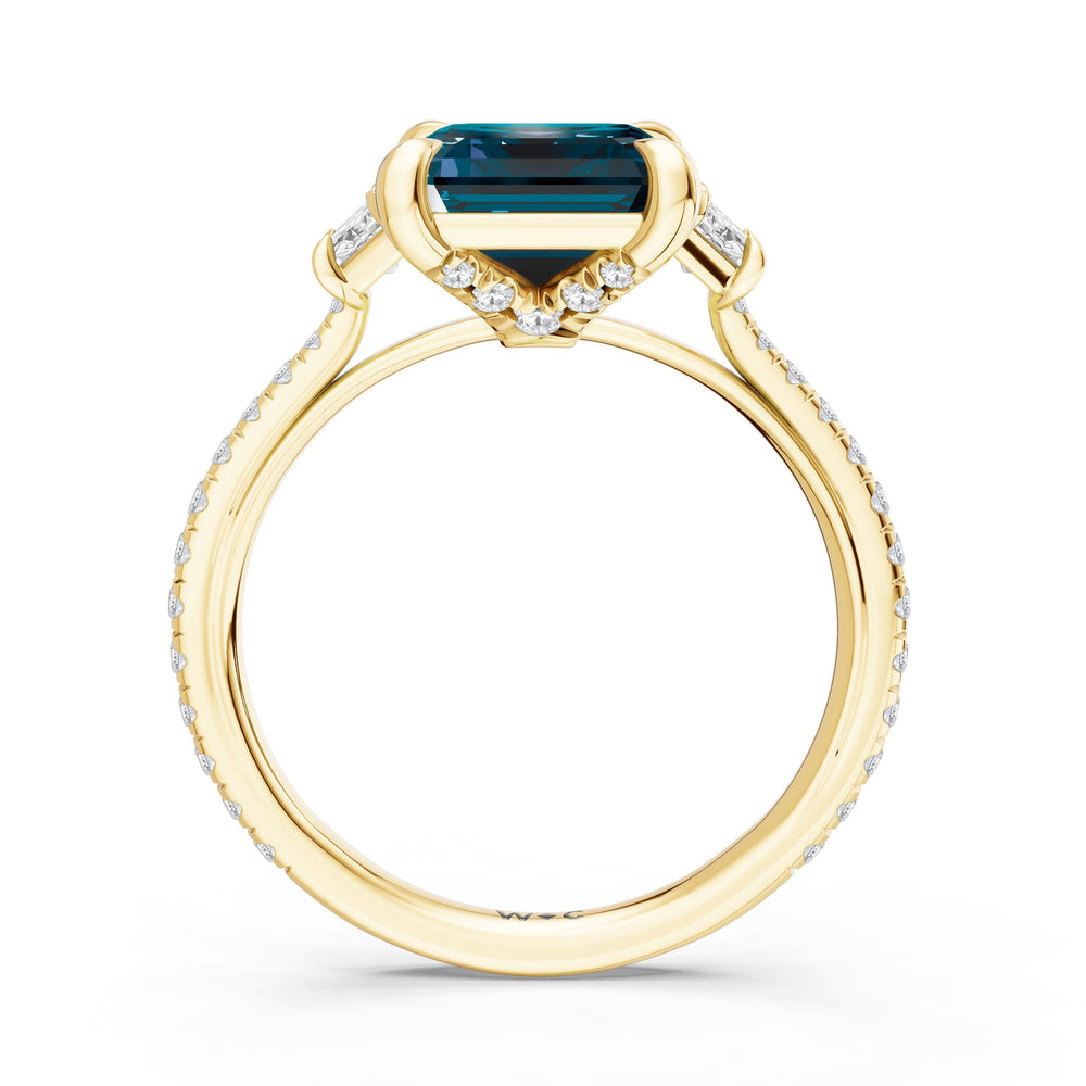 The Trilume Ring with Created London Blue Topaz Cut Diamond in 14KT Yellow Gold view 2
