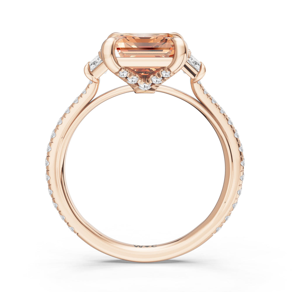 The Trilume Ring with Created Morganite Cut Diamond in 14KT Rose Gold view 2
