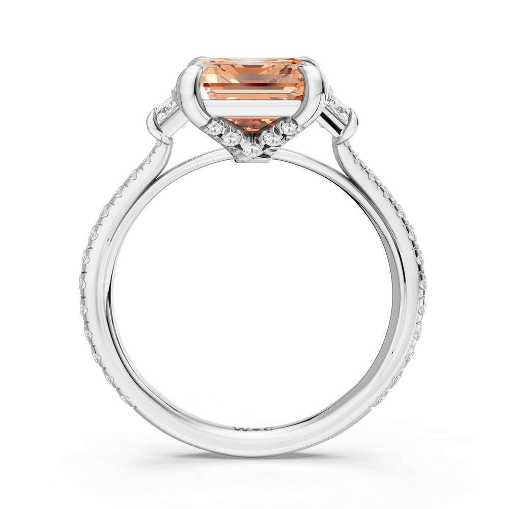 The Trilume Ring with Created Morganite Cut Diamond in 14KT Platinum view 2
