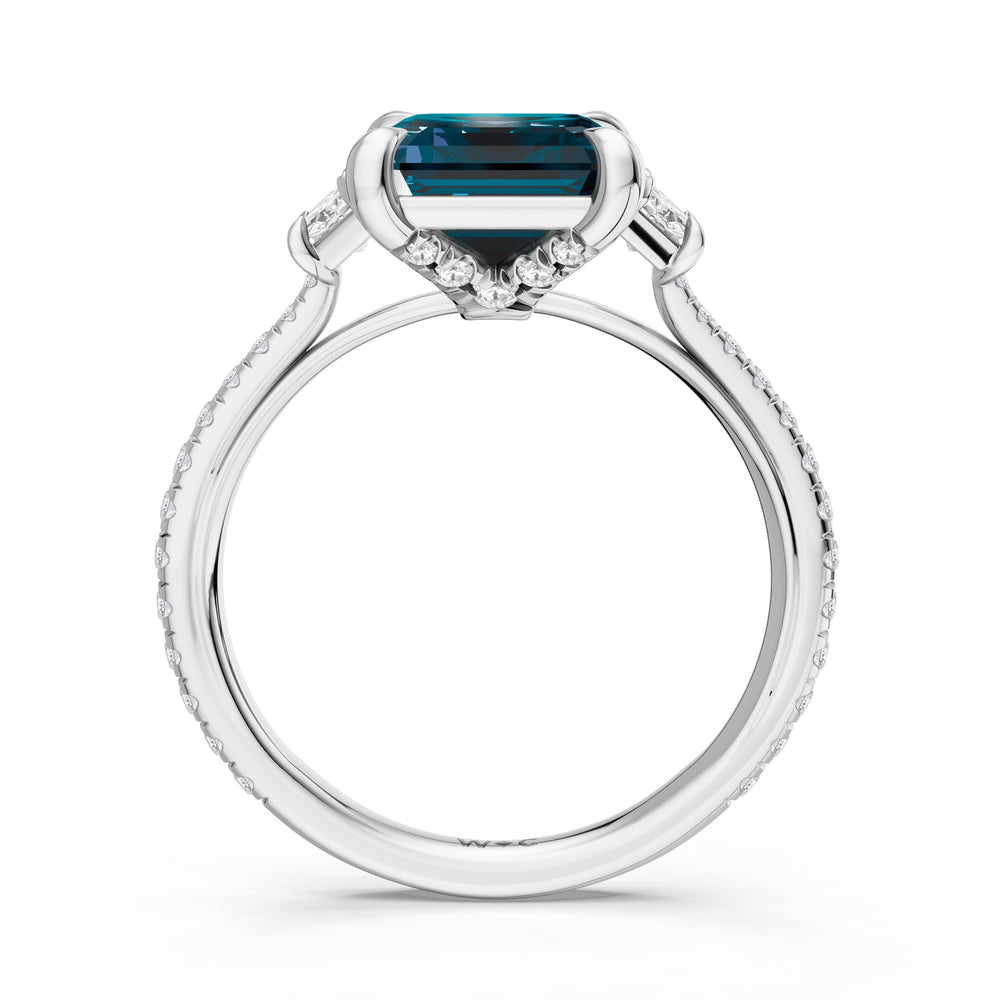 The Trilume Ring with Created London Blue Topaz Cut Diamond in 14KT Platinum view 2
