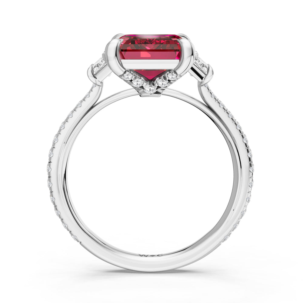The Trilume Ring with Created Ruby Cut Diamond in 14KT Platinum view 2
