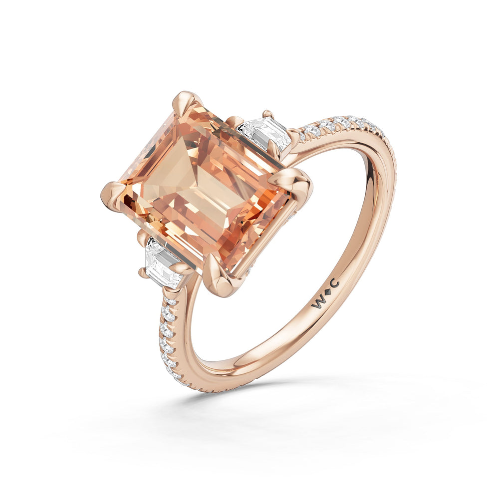 The Trilume Ring with Created Morganite Cut Diamond in 14KT Rose Gold view 3
