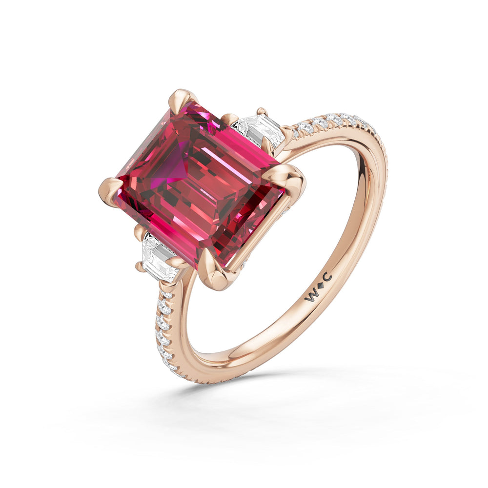 The Trilume Ring with Created Ruby Cut Diamond in 14KT Rose Gold view 3
