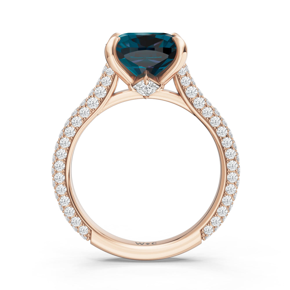 The Rouge Ring with Created London Blue Topaz Cut Diamond in 14KT Rose Gold view 2
