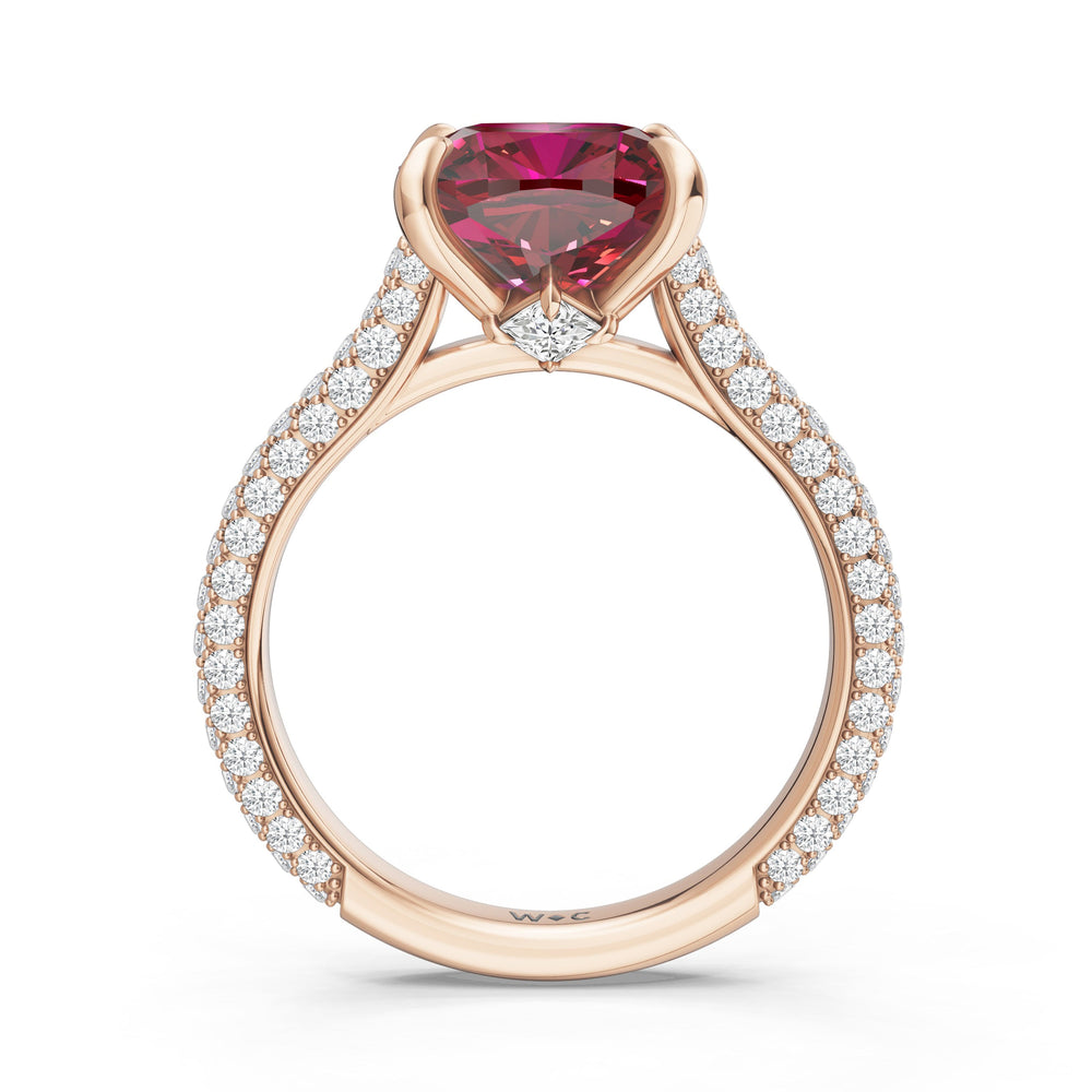 The Rouge Ring with Created Ruby Cut Diamond in 14KT Rose Gold view 2
