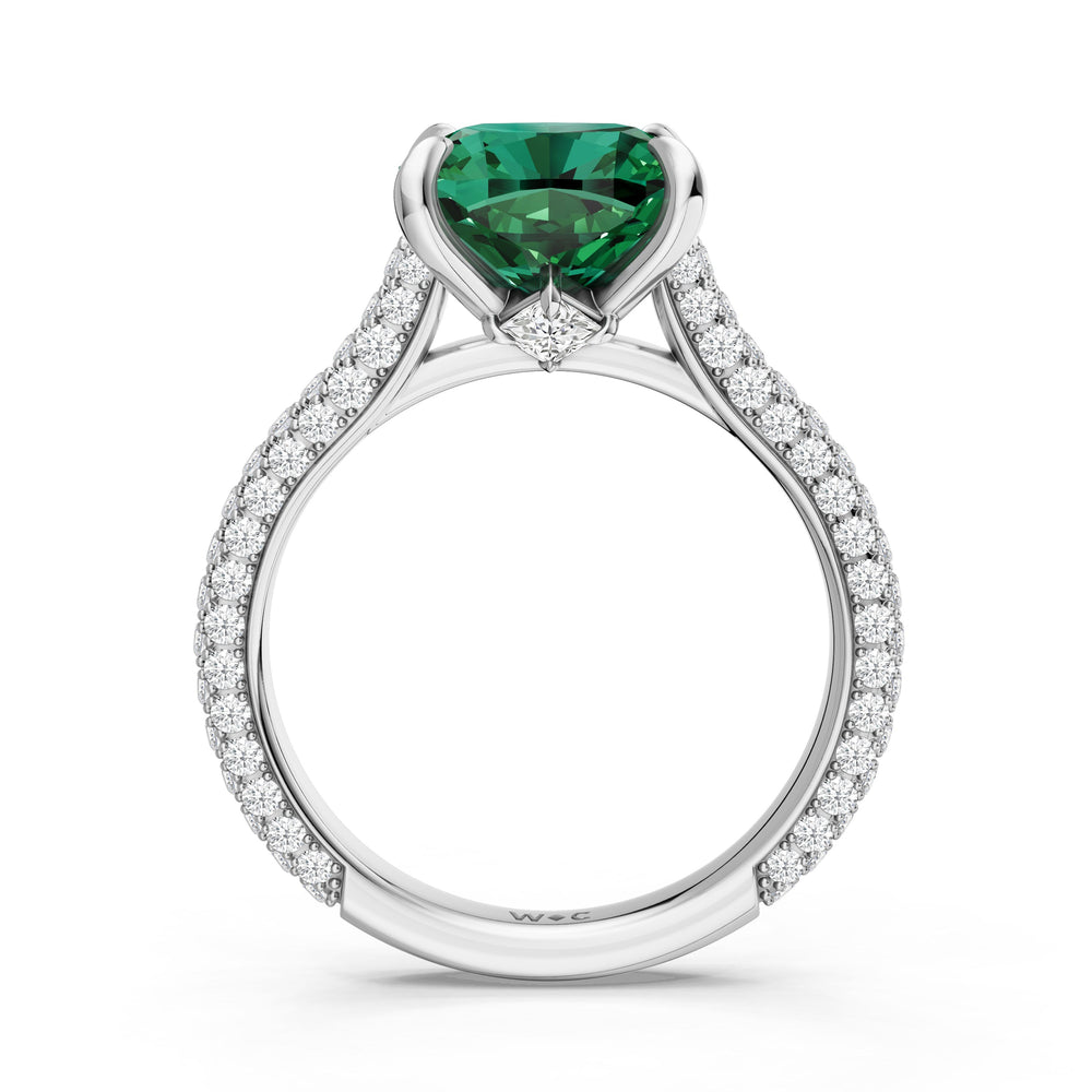 The Rouge Ring with Created Emerald Cut Diamond in 14KT Platinum view 2
