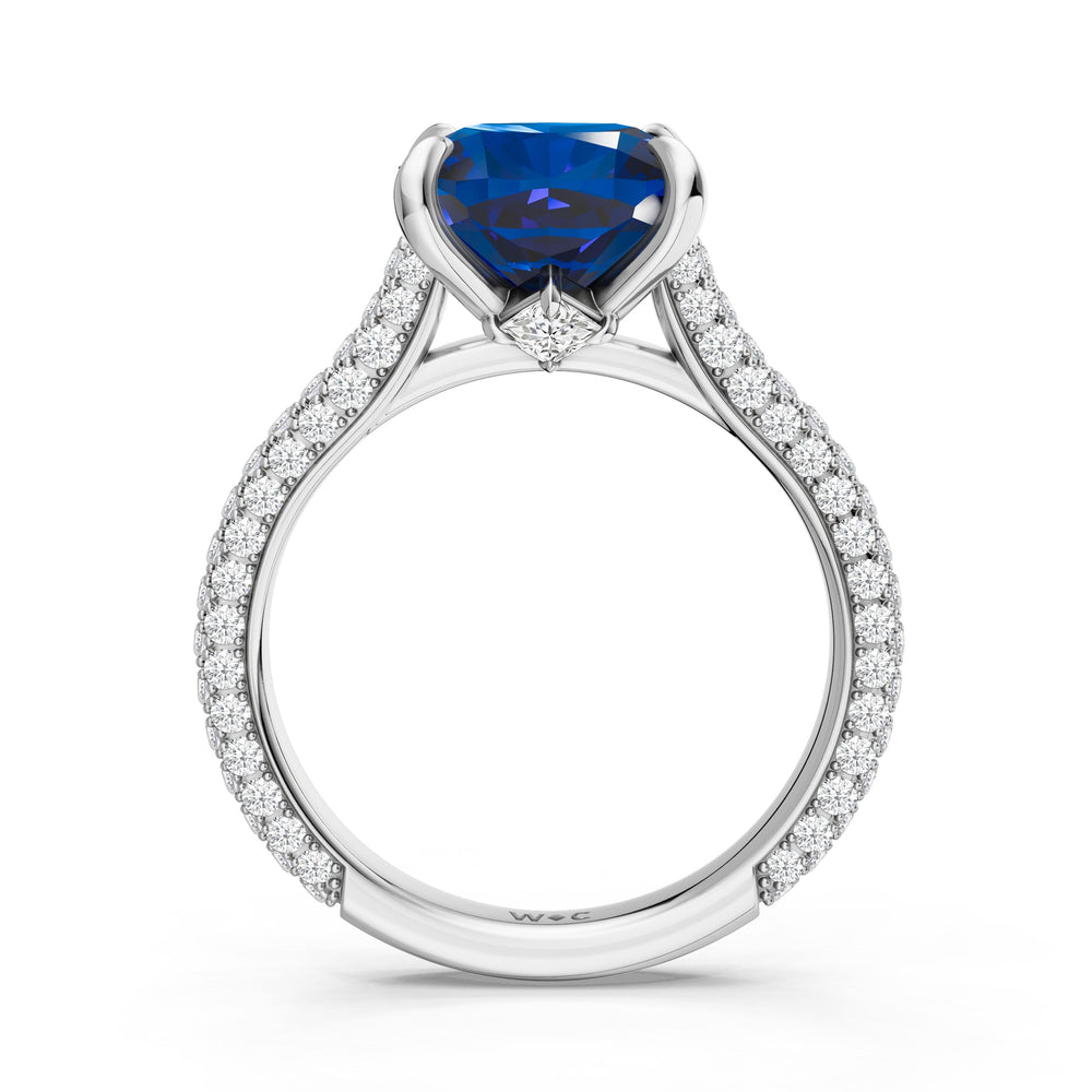 The Rouge Ring with Created Blue Sapphire Cut Diamond in 14KT Platinum view 2
