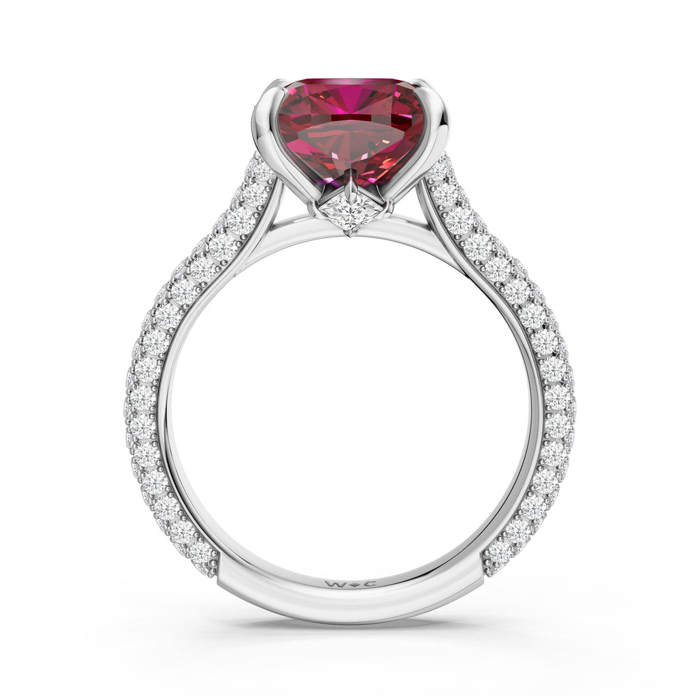 The Rouge Ring with Created Ruby Cut Diamond in 14KT Platinum view 2
