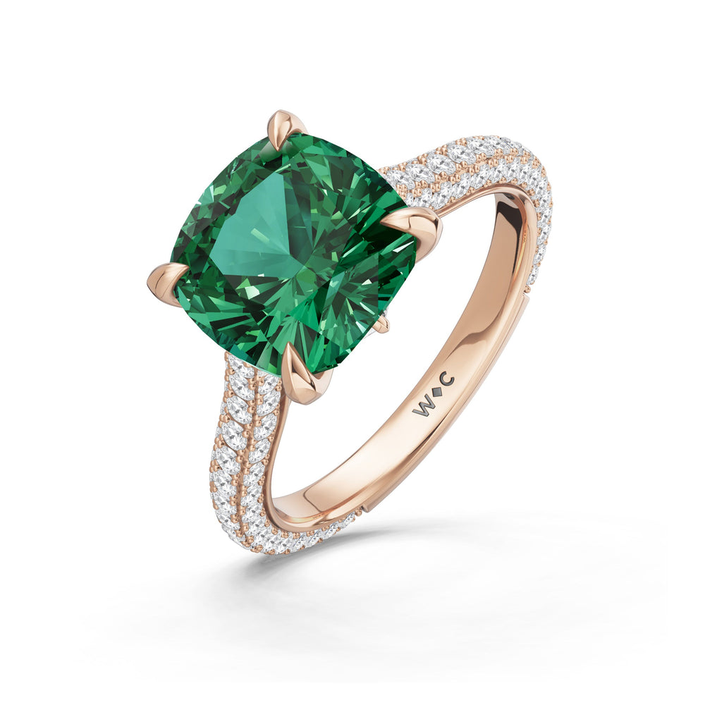 The Rouge Ring with Created Emerald Cut Diamond in 14KT Rose Gold view 3
