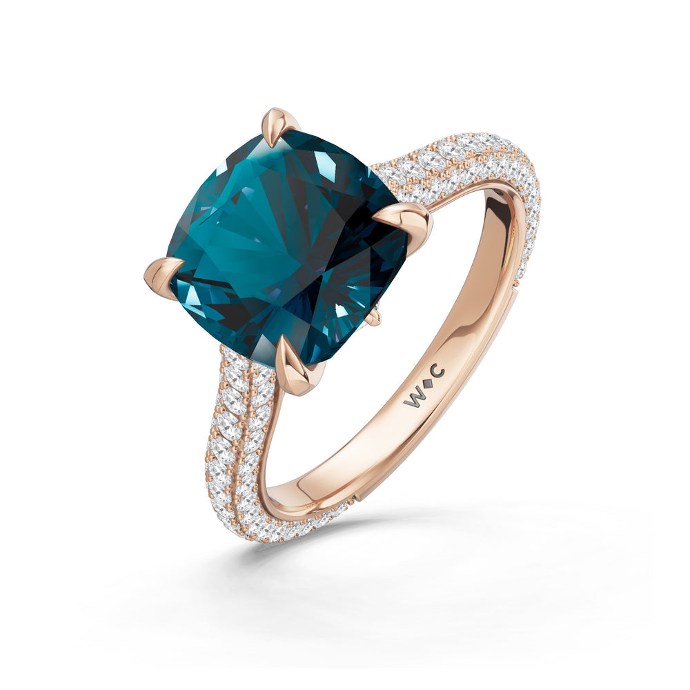The Rouge Ring with Created London Blue Topaz Cut Diamond in 14KT Rose Gold view 3
