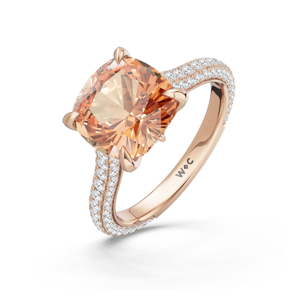 The Rouge Ring with Created Morganite Cut Diamond in 14KT Rose Gold view 3
