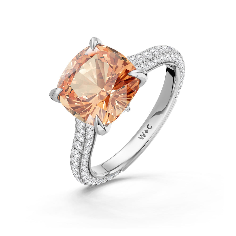 The Rouge Ring with Created Morganite Cut Diamond in 14KT Platinum view 3
