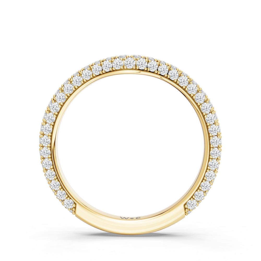 The Rouge Diamond Wedding Band with Created London Blue Topaz Cut Diamond in 14KT Yellow Gold view 2
