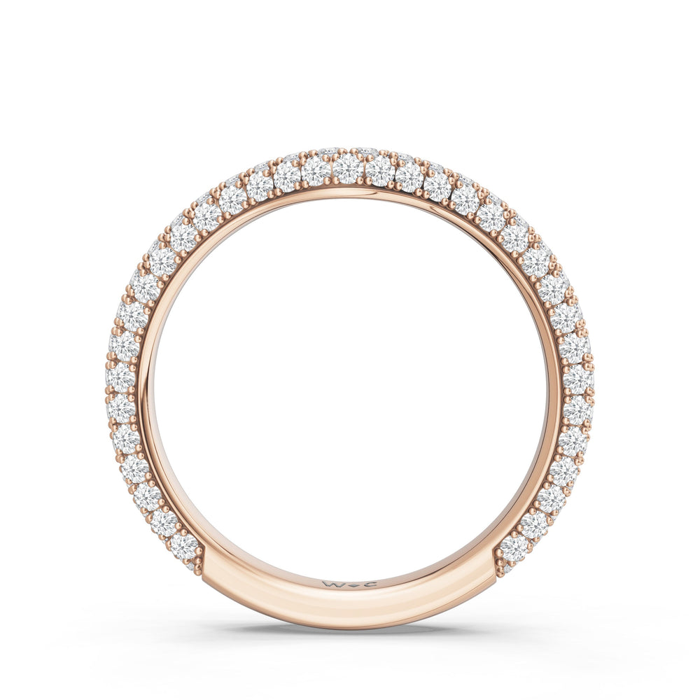 The Rouge Diamond Wedding Band with Created London Blue Topaz Cut Diamond in 14KT Rose Gold view 2

