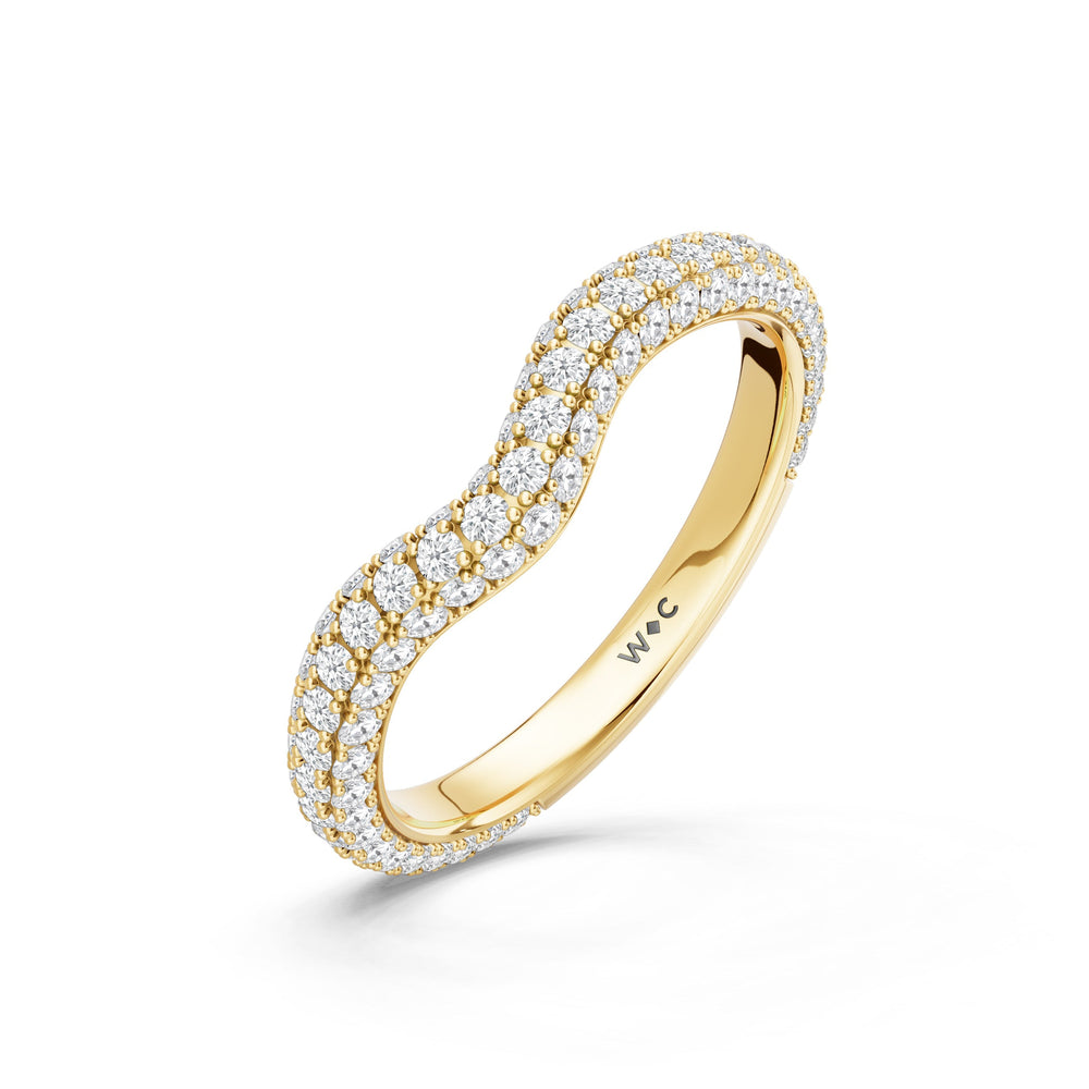 The Rouge Diamond Wedding Band with Created Emerald Cut Diamond in 14KT Yellow Gold view 4
