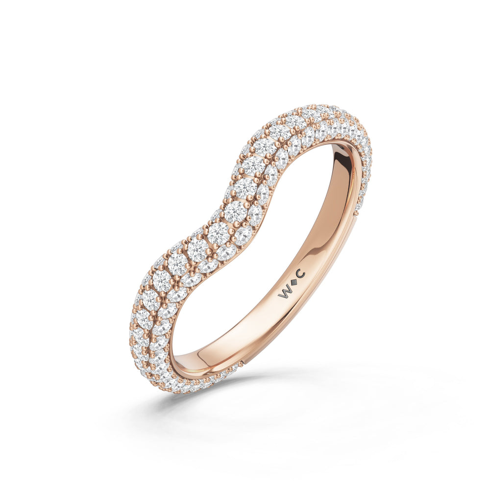 The Rouge Diamond Wedding Band with Created Blue Sapphire Cut Diamond in 14KT Rose Gold view 4
