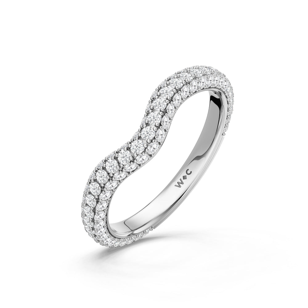 The Rouge Diamond Wedding Band with Created Blue Sapphire Cut Diamond in 14KT Platinum view 4
