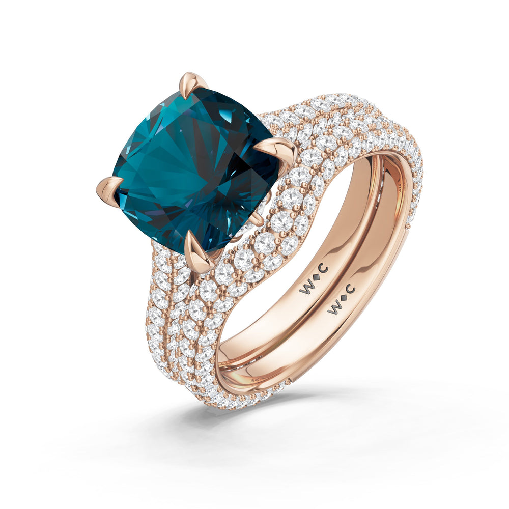 The Rouge Ring with Created London Blue Topaz Cut Diamond in 14KT Rose Gold view 4
