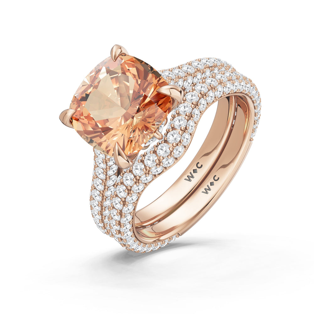The Rouge Diamond Wedding Band with Created Morganite Cut Diamond in 14KT Rose Gold view 3
