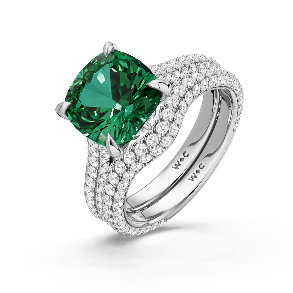 The Rouge Ring with Created Emerald Cut Diamond in 14KT Platinum view 4
