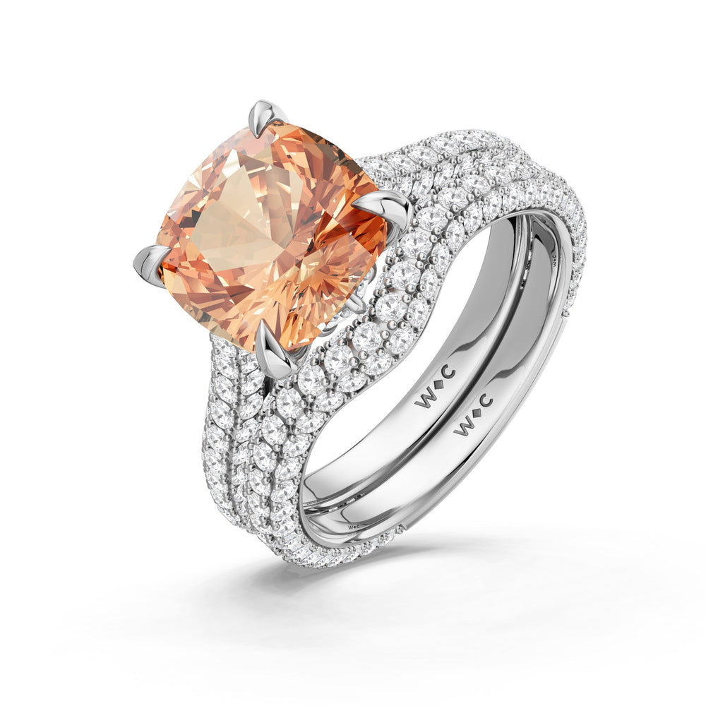 The Rouge Diamond Wedding Band with Created Morganite Cut Diamond in 14KT Platinum view 3
