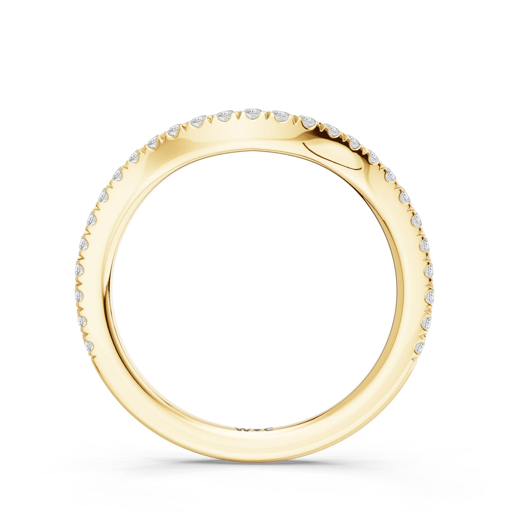 The Azurine Diamond Wedding Band with Created Morganite Cut Diamond in 14KT Yellow Gold view 2
