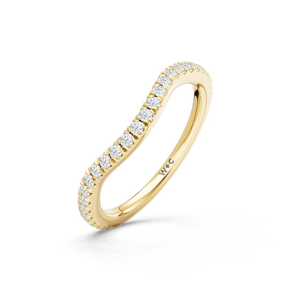 The Azurine Diamond Wedding Band with Created Morganite Cut Diamond in 14KT Yellow Gold view 4
