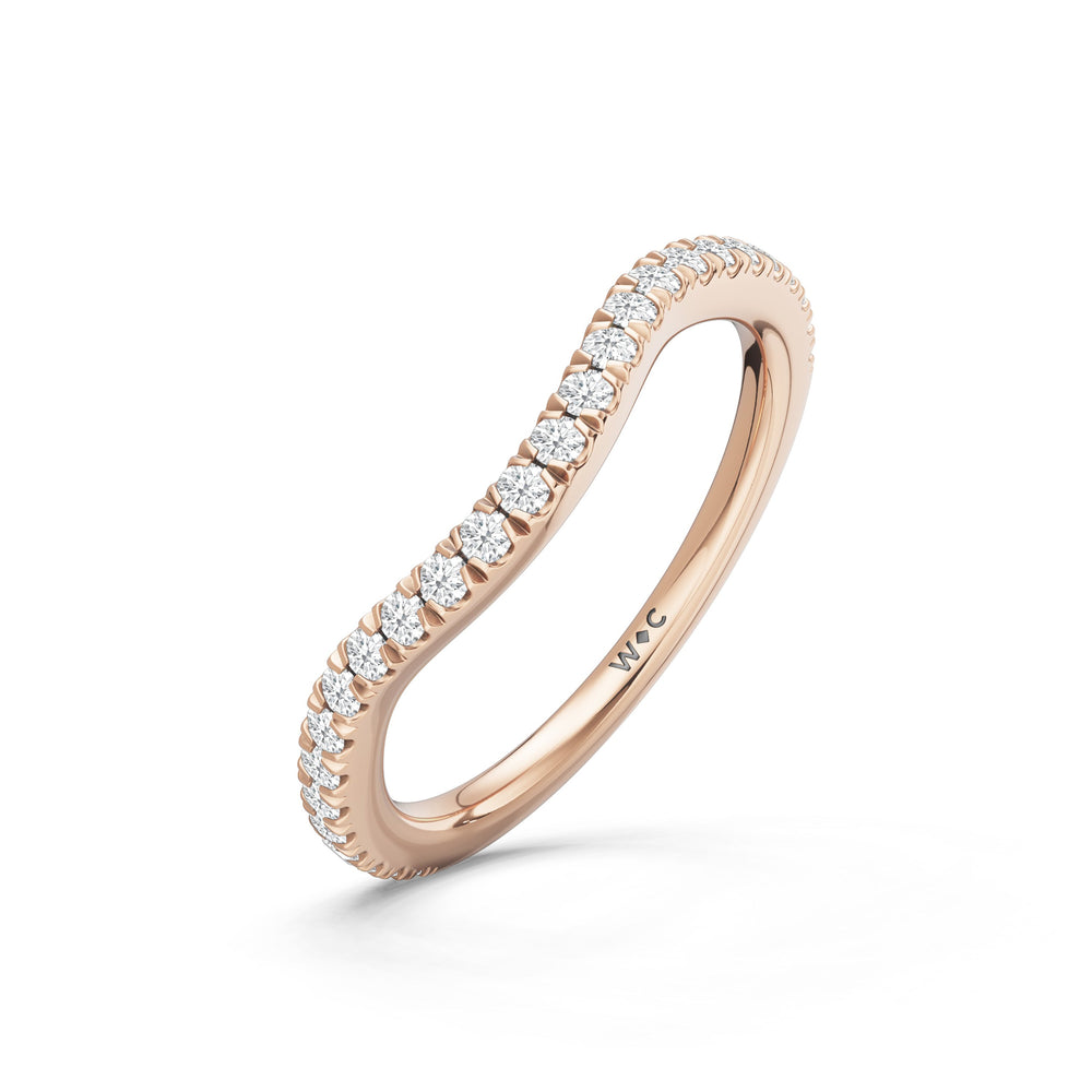 The Azurine Diamond Wedding Band with Created Emerald Cut Diamond in 14KT Rose Gold view 4
