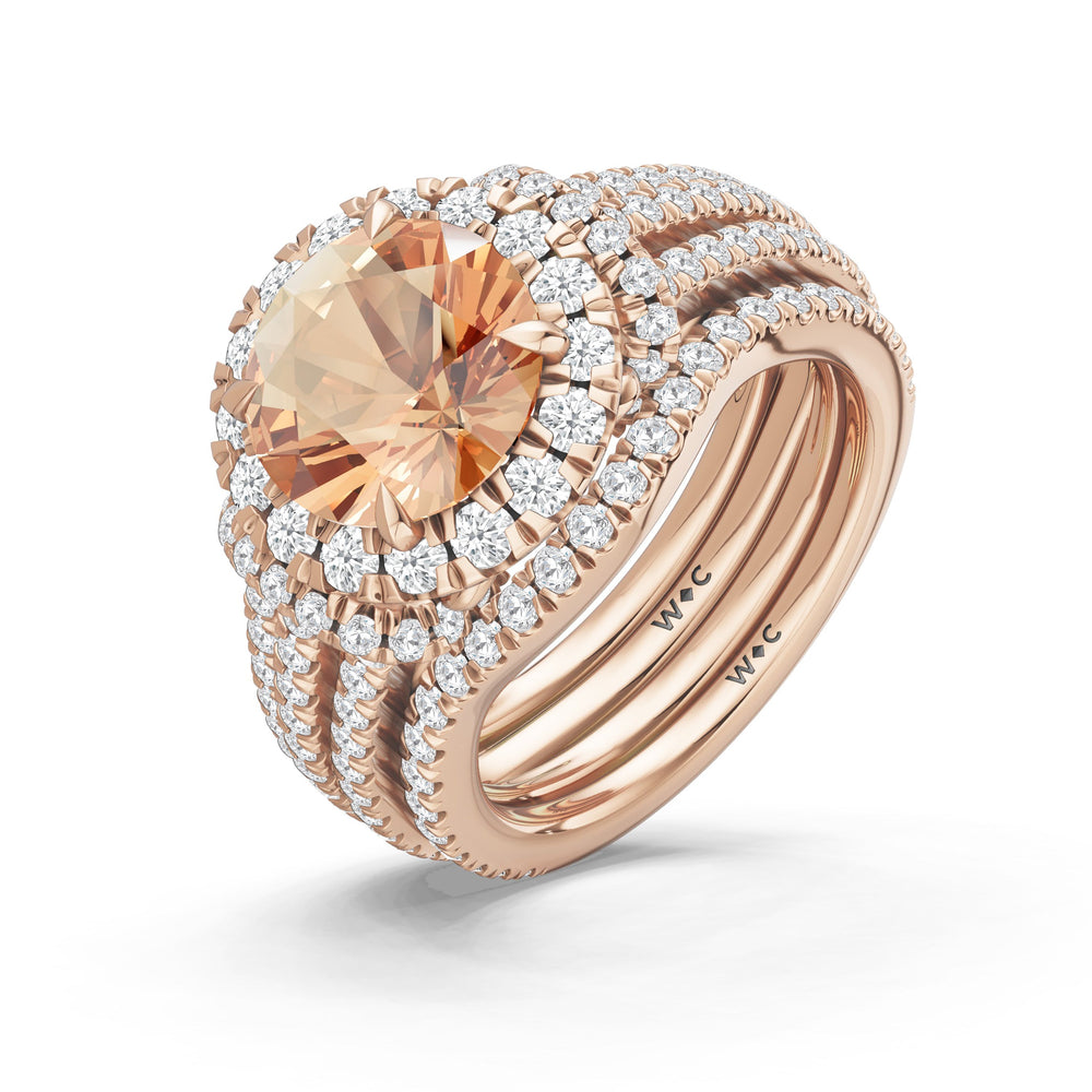 The Azurine Diamond Wedding Band with Created Morganite Cut Diamond in 14KT Rose Gold view 3
