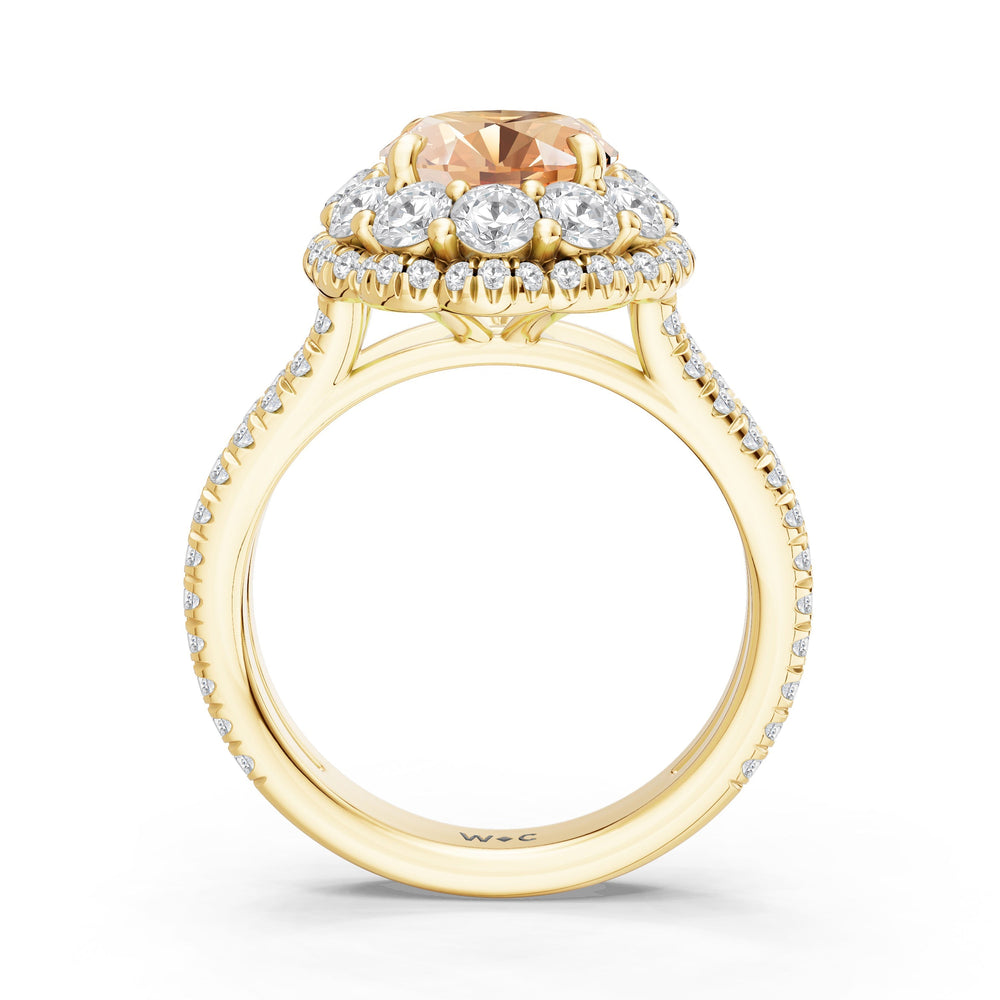 The Esmer Ring with Created Morganite Cut Diamond in 14KT Yellow Gold view 2
