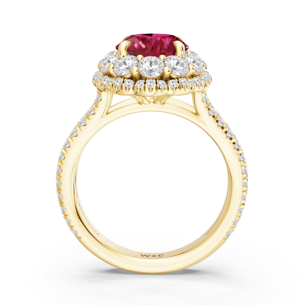 The Esmer Ring with Created Ruby Cut Diamond in 14KT Yellow Gold view 2
