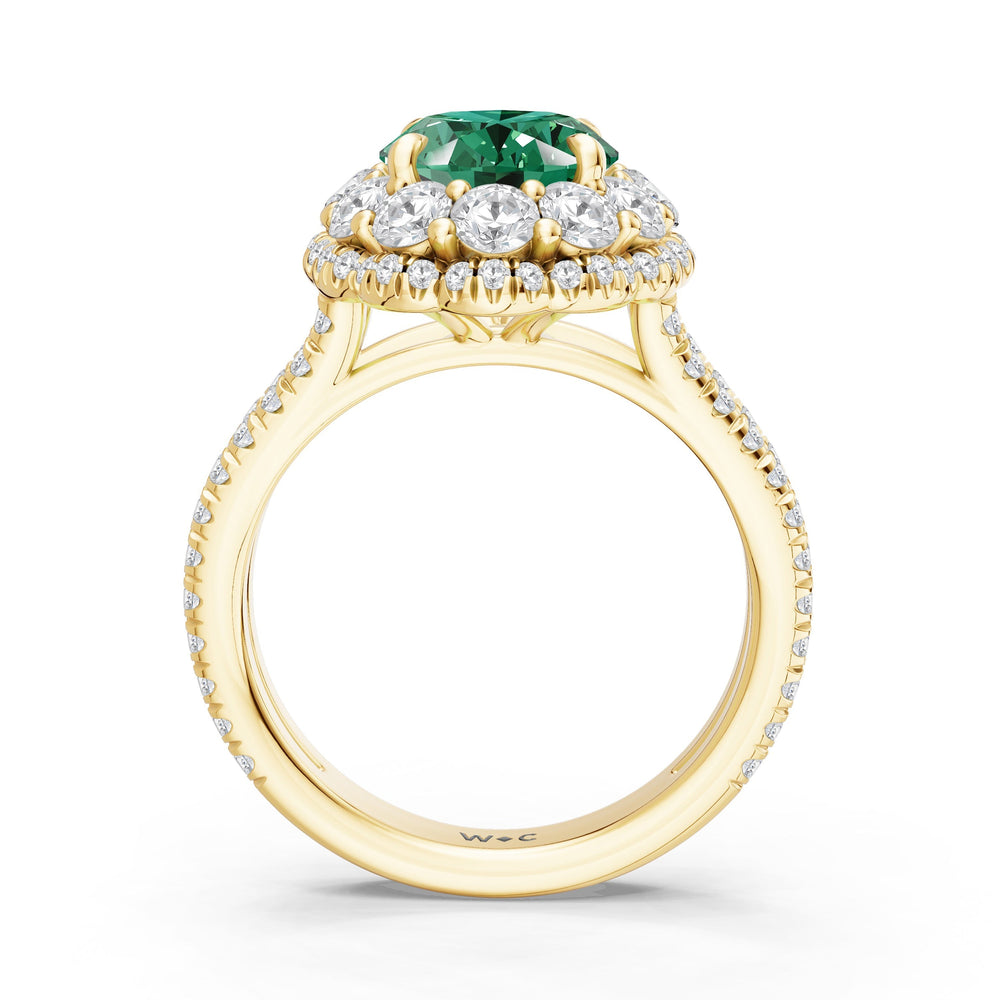 The Esmer Ring with Created Emerald Cut Diamond in 14KT Yellow Gold view 2
