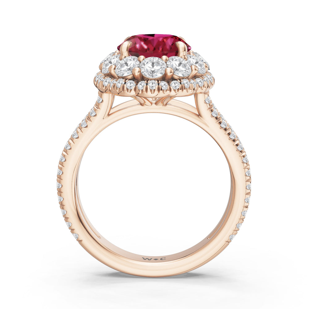 The Esmer Ring with Created Ruby Cut Diamond in 14KT Rose Gold view 2
