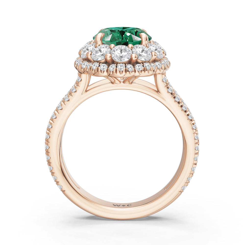The Esmer Ring with Created Emerald Cut Diamond in 14KT Rose Gold view 2
