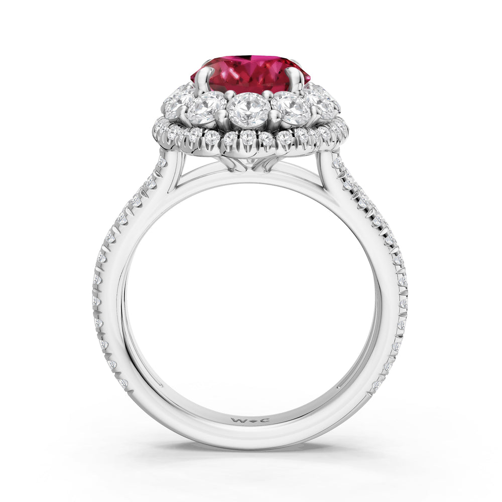 The Esmer Ring with Created Ruby Cut Diamond in 14KT Platinum view 2
