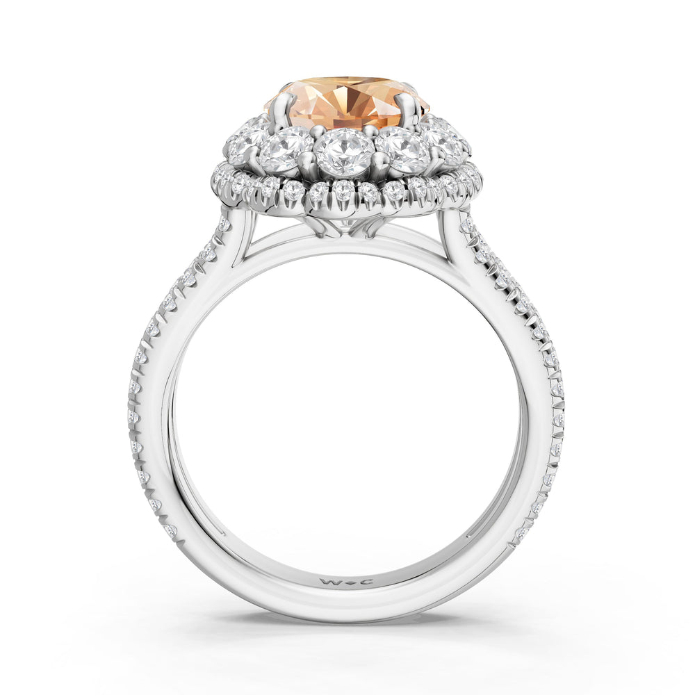 The Esmer Ring with Created Morganite Cut Diamond in 14KT Platinum view 2

