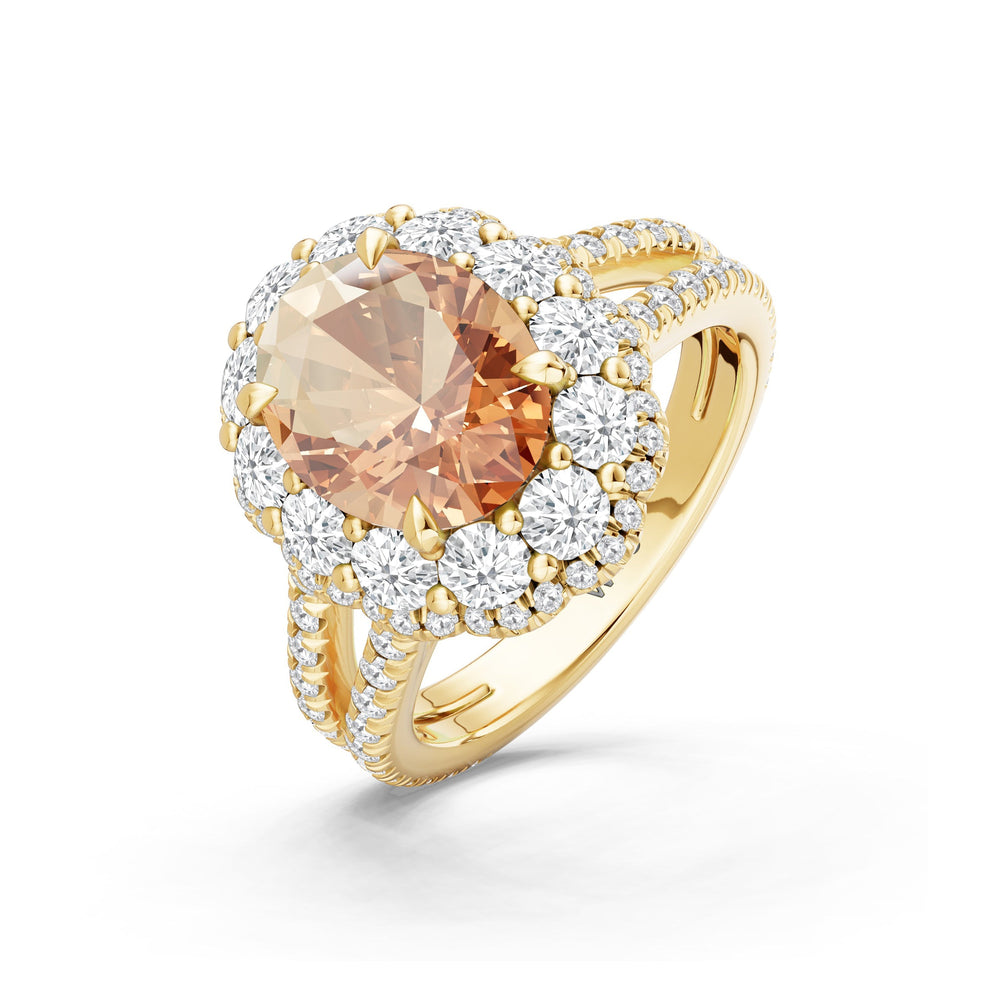 The Esmer Ring with Created Morganite Cut Diamond in 14KT Yellow Gold view 3
