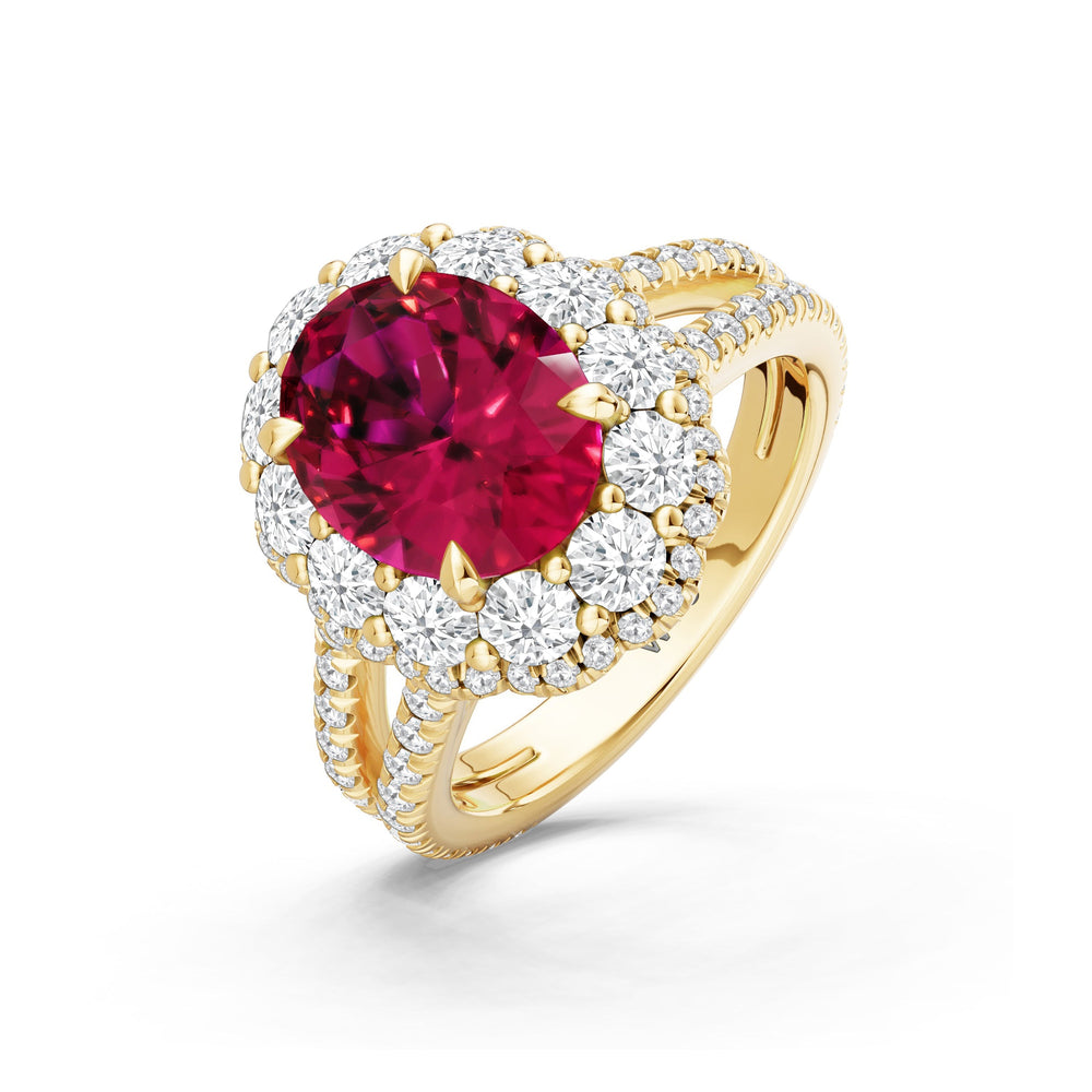 The Esmer Ring with Created Ruby Cut Diamond in 14KT Yellow Gold view 3
