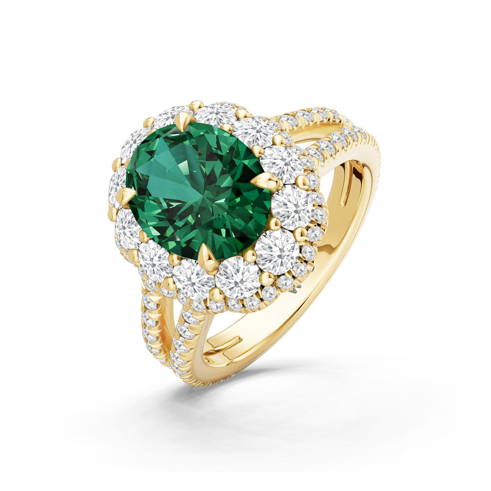 The Esmer Ring with Created Emerald Cut Diamond in 14KT Yellow Gold view 3

