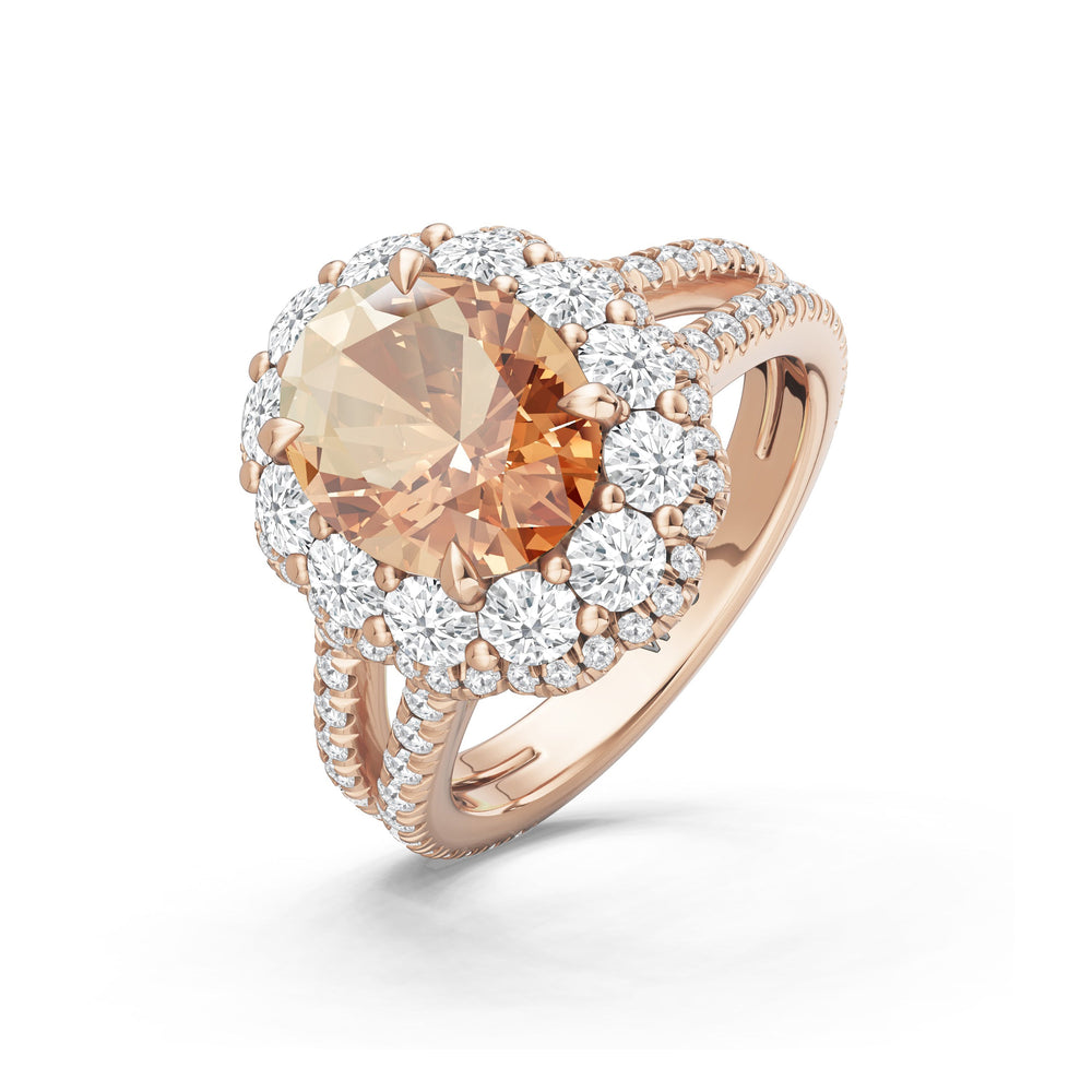 The Esmer Ring with Created Morganite Cut Diamond in 14KT Rose Gold view 3
