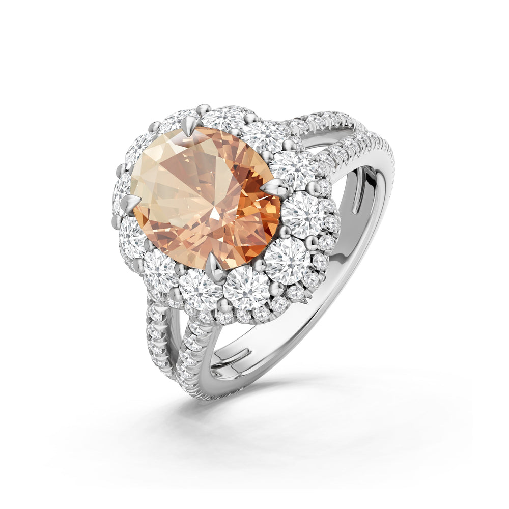 The Esmer Ring with Created Morganite Cut Diamond in 14KT Platinum view 3

