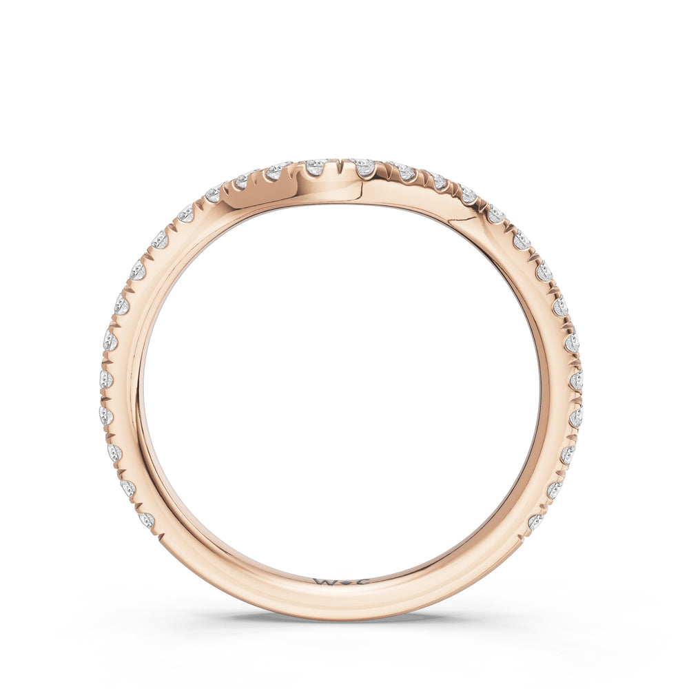 The Rosavira Diamond Wedding Band with Created Emerald Cut Diamond in 14KT Rose Gold view 2
