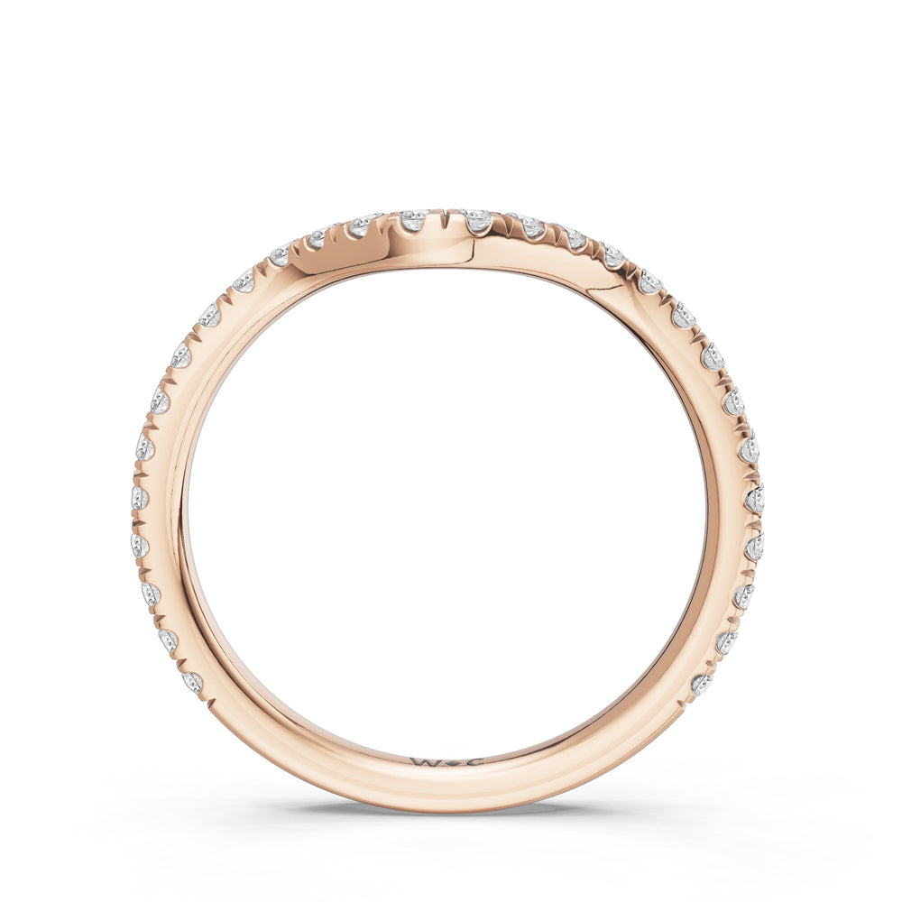 The Rosavira Diamond Wedding Band with Created London Blue Topaz Cut Diamond in 14KT Rose Gold view 2
