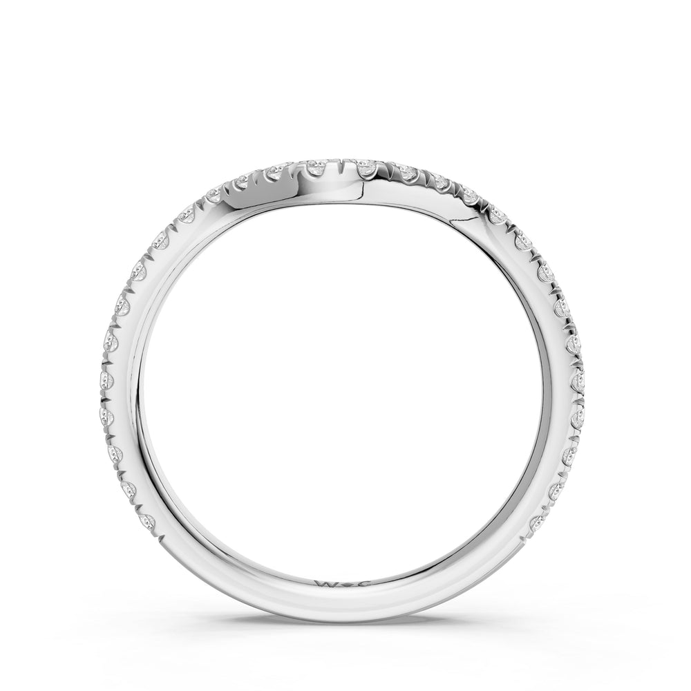 The Rosavira Diamond Wedding Band with Created Blue Sapphire Cut Diamond in 14KT Platinum view 2
