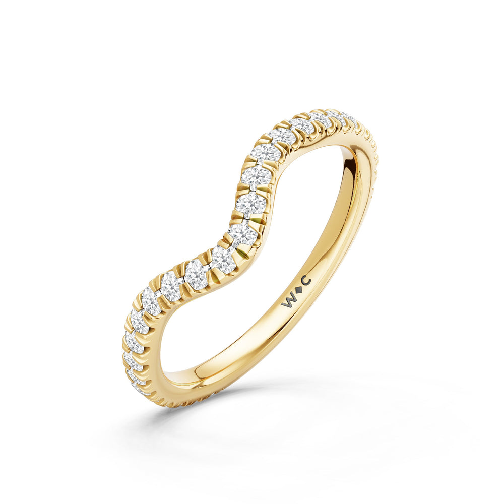 The Rosavira Diamond Wedding Band with Created London Blue Topaz Cut Diamond in 14KT Yellow Gold view 4
