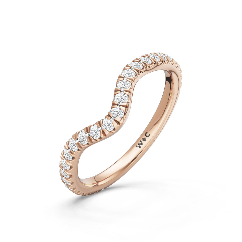 The Rosavira Diamond Wedding Band with Created Morganite Cut Diamond in 14KT Rose Gold view 4
