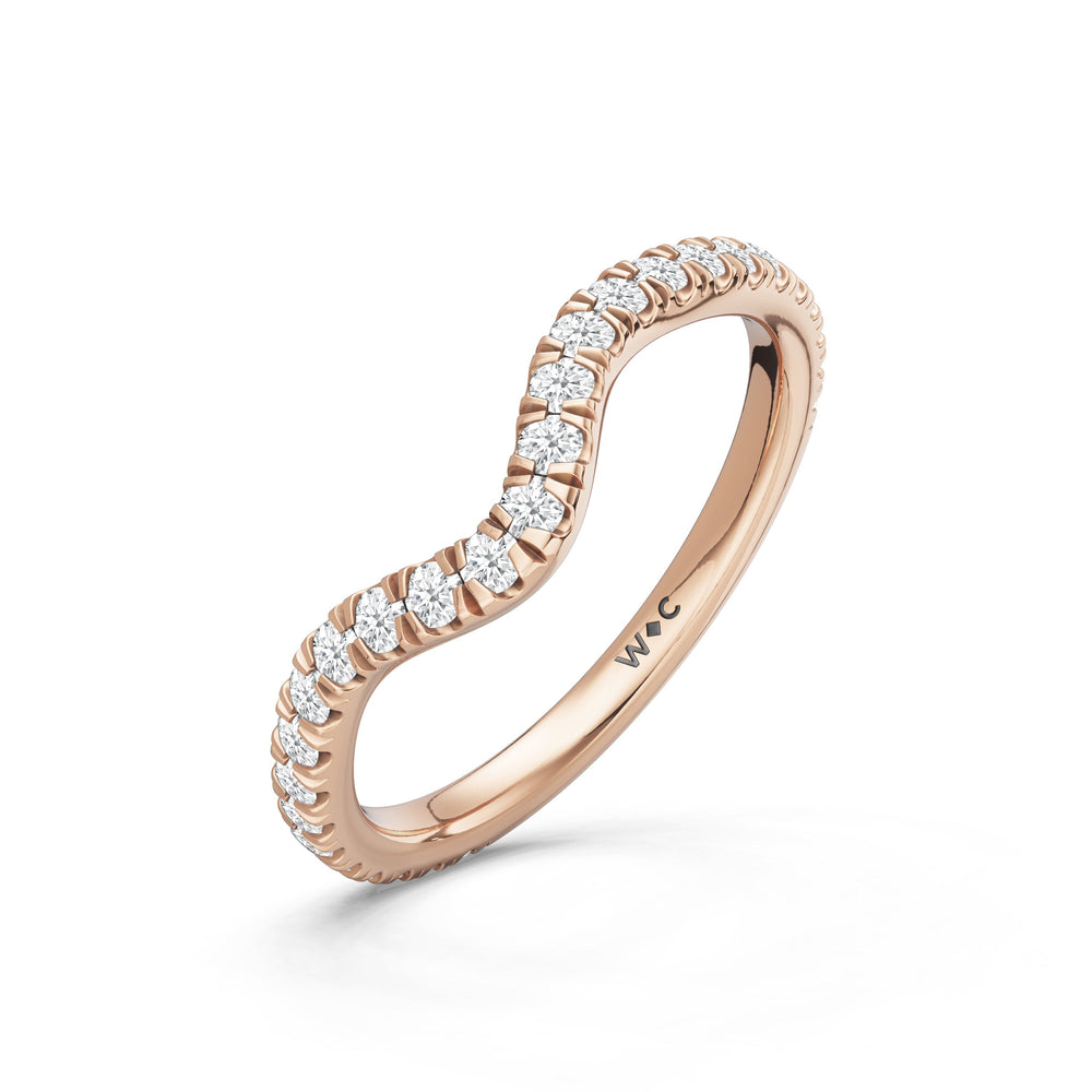 The Rosavira Diamond Wedding Band with Created Emerald Cut Diamond in 14KT Rose Gold view 4

